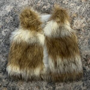 Faux Fur Vest in Brown and White